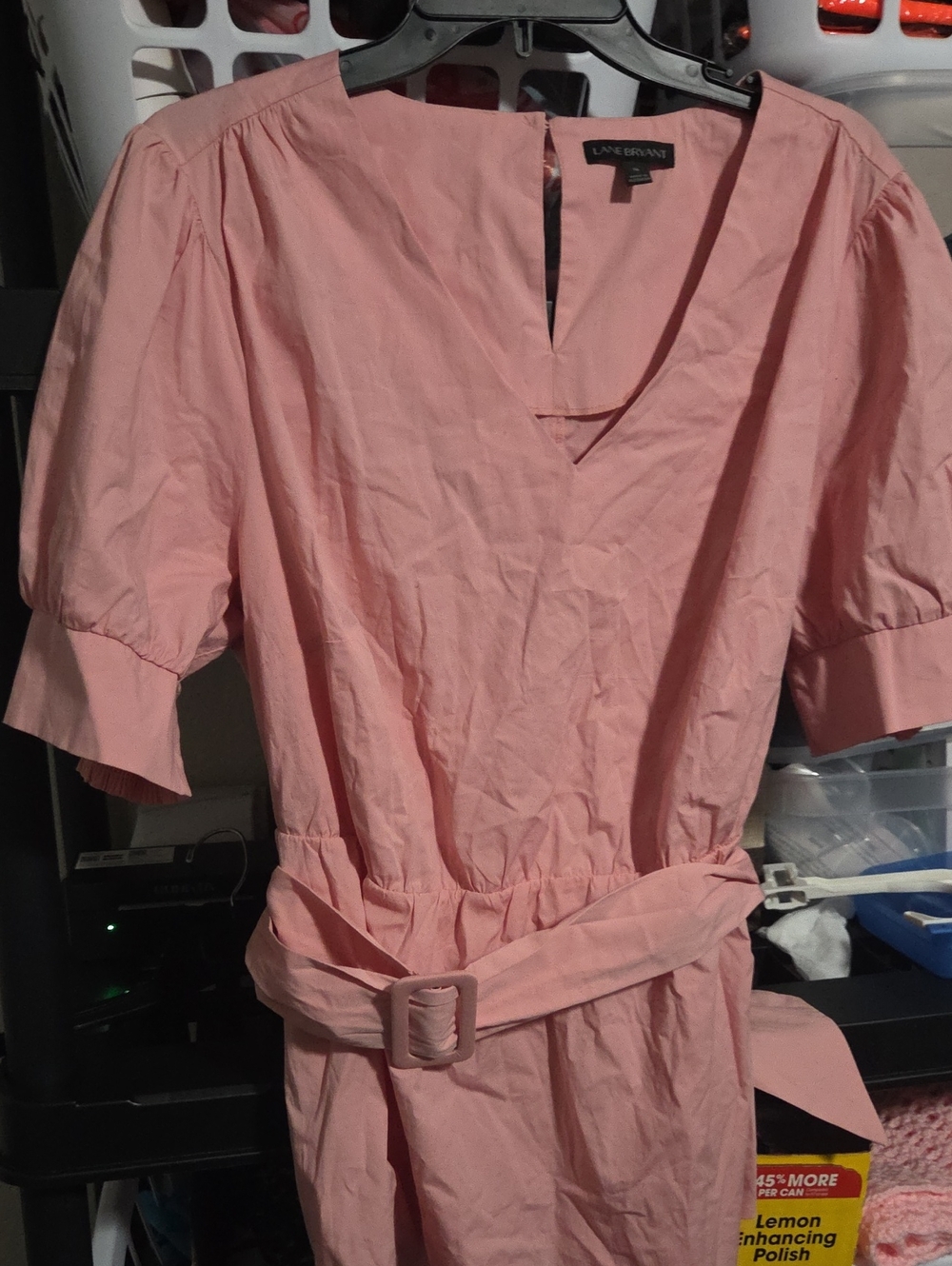 Lane Bryant Dusty Pink V-Neck Midi Dress with Self-Tie Belt